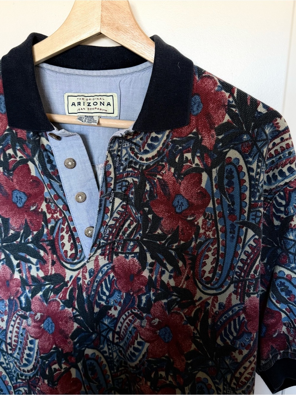 Arizona Jean Company Men's Multicolor Floral Short Sleeve Collared Polo, Size S